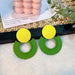 Green and Yellow Geometric Circular Earrings for Women | Trendy & Elegant | [Flowers Are Forever]