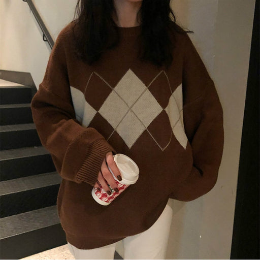 Women Knitted Sweater Fashion Oversized Pullovers Ladies Winter Loose Sweater - Luxeelegance