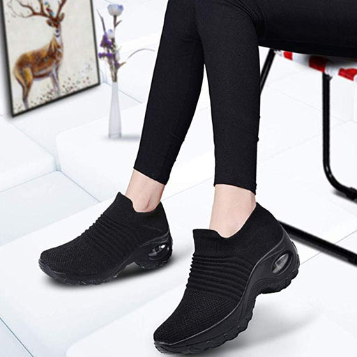 Spring Women Sneakers Shoes Flat Slip on Platform Sneakers for Women Black Breathable Mesh Sock Sneakers Shoes - Luxeelegance