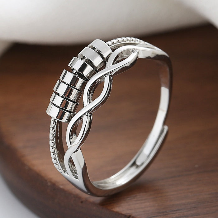 Spiritual Circle Ring Rotatable Ring Fashion Cross Multi-Layer Anti-Crush Anxiety Ring Opening Ring - Luxeelegance