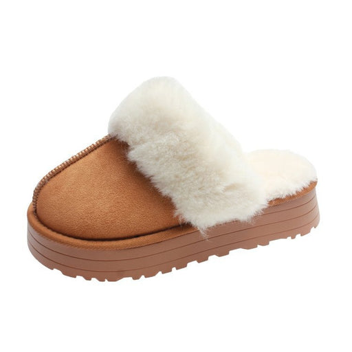 Winter Brand Plush Cotton Slippers Women Flats Shoes Platform Casual Home Suede Fur Slippers for Women - Luxeelegance