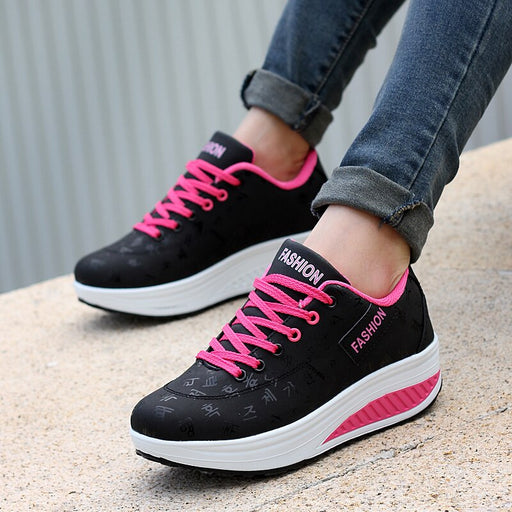 women running shoes sneakers female breathable thick bottom wedges outdoor - Luxeelegance