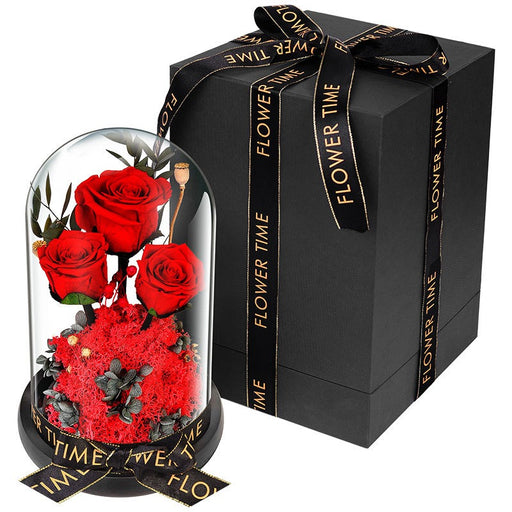 Day Gift Practical Immortal Flowers Dried Roses Glass Cover Gift Box Creative Ornaments Immortal Flowers Valentine's Day Gift Practical Immortal Flowers Dried Roses Glass Cover Gift Box Creative Ornaments Immortal Flowers