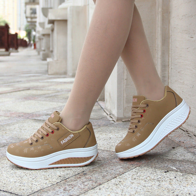 women running shoes sneakers female breathable thick bottom wedges outdoor - Luxeelegance