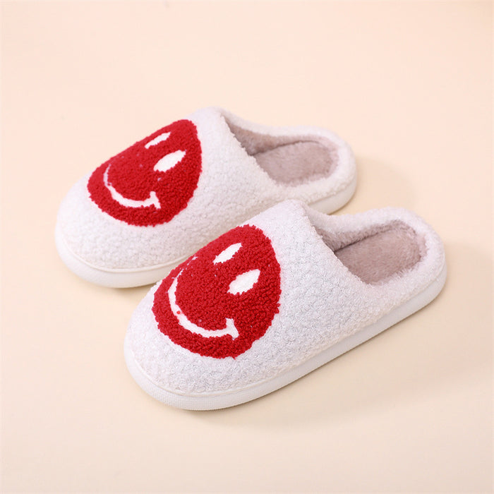 Smiling Face Cotton Slippers For Men And Women Lovers Cotton Slippers Lovely Thick Bottomed Cartoon Anti-Skid Slippers In Home - Luxeelegance