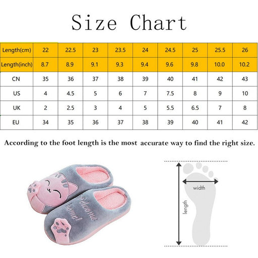 Women Winter Home Slippers Unisex Cartoon Cat Shoes Non-slip Soft Winter Warm House Slippers Indoor Bedroom Couples Floor Shoes - Luxeelegance