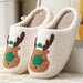 Christmas Elk Cotton Slippers for Women Autumn and Winter Home Couples Warmth Home Fur Slippers - Luxeelegance