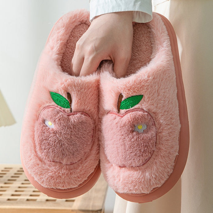 Women winter cotton slippers with heel can be worn outside to keep warm and velvet indoor home thick sole waterproof - Luxeelegance