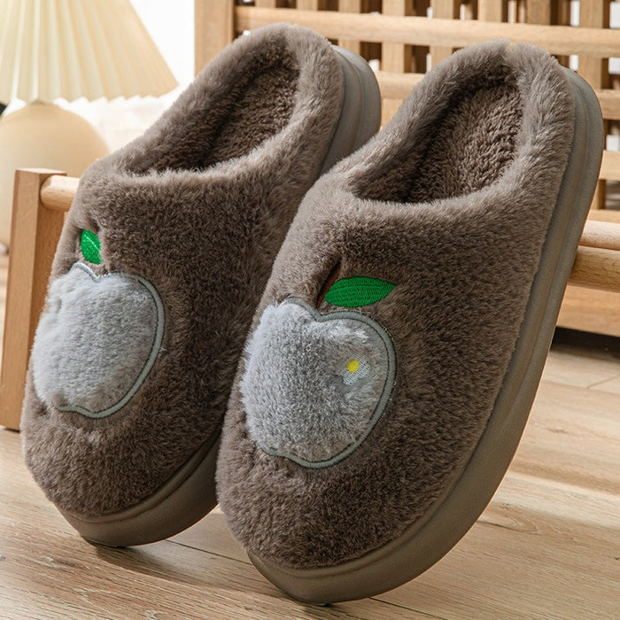 Women winter cotton slippers with heel can be worn outside to keep warm and velvet indoor home thick sole waterproof - Luxeelegance