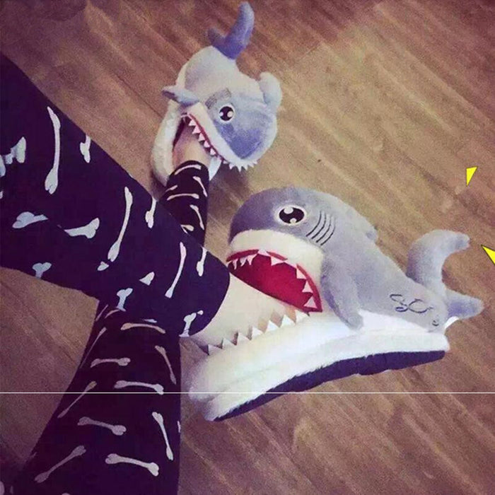 Winter Slippers Women and Men Fashion Shark Slipper Cotton Warm Indoor slippers Lovely Cartoon Women Slippers Unisex - Luxeelegance