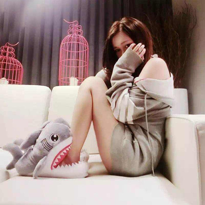 Winter Slippers Women and Men Fashion Shark Slipper Cotton Warm Indoor slippers Lovely Cartoon Women Slippers Unisex - Luxeelegance