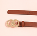 Double ring brown lychee pattern women belt women belt commuting