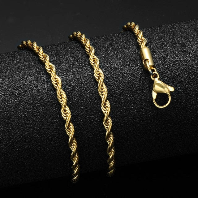 24inches Gold Silver Color Stainless Steel Cuban Link Chain Necklace 