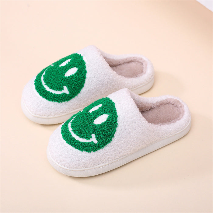 Smiling Face Cotton Slippers For Men And Women Lovers Cotton Slippers Lovely Thick Bottomed Cartoon Anti-Skid Slippers In Home - Luxeelegance