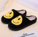 Smiling Face Cotton Slippers For Men And Women Lovers Cotton Slippers Lovely Thick Bottomed Cartoon Anti-Skid Slippers In Home - Luxeelegance