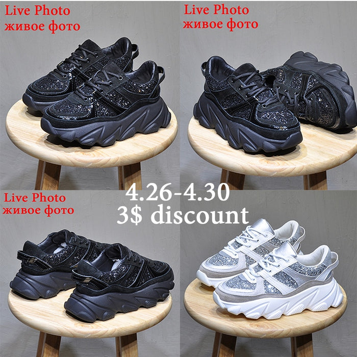 Womens Sneakers Trainers Platform Wedges Chunky Sneakers Black Sneakers Women Casual Shoes Woman Baskets chaussures femme - Luxeelegance