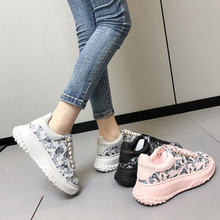 Women Sneakers Brand Design New White Shoes Woman  Trend Casual Sneakers Women Fashion Wedges Platform Vulcanized Shoes - Luxeelegance