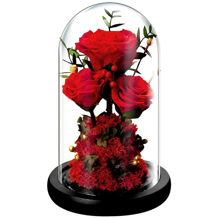 Day Gift Practical Immortal Flowers Dried Roses Glass Cover Gift Box Creative Ornaments Immortal Flowers Valentine's Day Gift Practical Immortal Flowers Dried Roses Glass Cover Gift Box Creative Ornaments Immortal Flowers