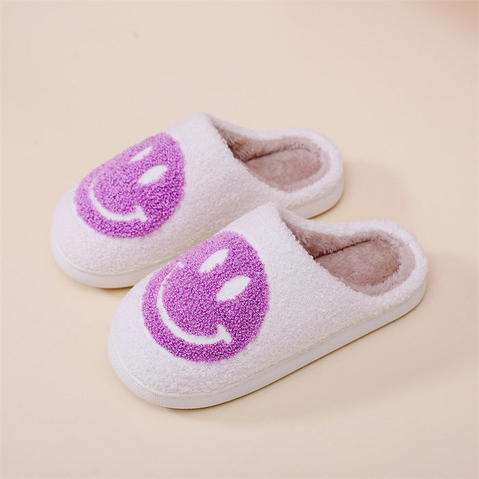 Smiling Face Cotton Slippers For Men And Women Lovers Cotton Slippers Lovely Thick Bottomed Cartoon Anti-Skid Slippers In Home - Luxeelegance