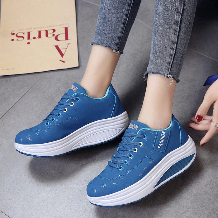 women running shoes sneakers female breathable thick bottom wedges outdoor - Luxeelegance