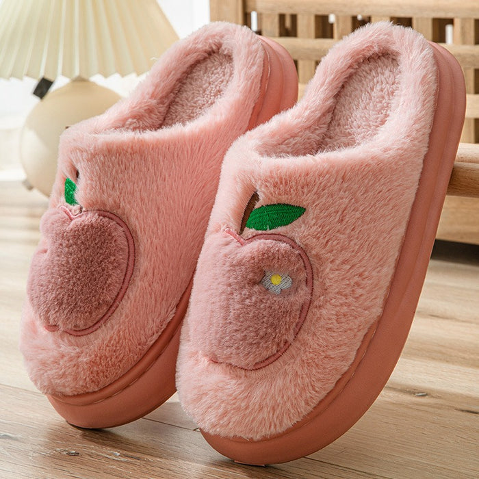 Women winter cotton slippers with heel can be worn outside to keep warm and velvet indoor home thick sole waterproof - Luxeelegance