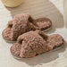 Plush cross strap cotton slippers Cross Strap Comfort Slides for Women