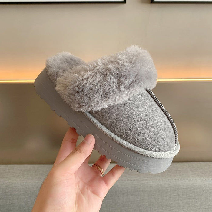 Winter Brand Plush Cotton Slippers Women Flats Shoes Platform Casual Home Suede Fur Slippers for Women - Luxeelegance