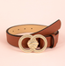 Double ring brown lychee pattern women belt women belt commuting