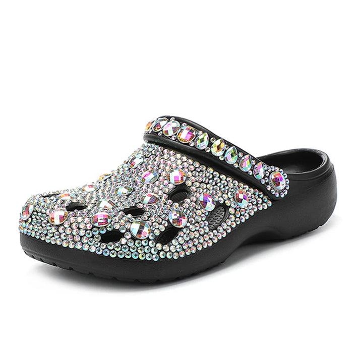 Women Summer Luxury Slippers Rhinestone Decoration Sandals Beach Slides Flip Flop Soft Fashion Casual Shoes - Luxeelegance